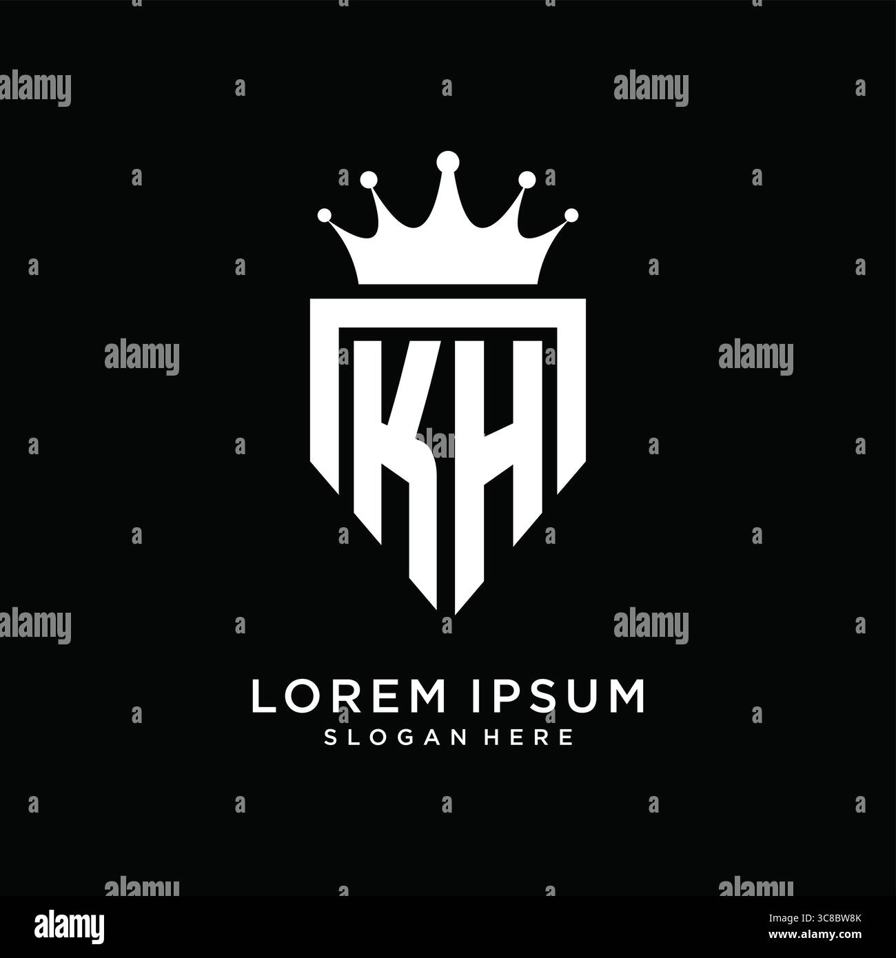 Letter KH logo monogram emblem style with crown shape design template vector graphic vector graphic Stock Vector