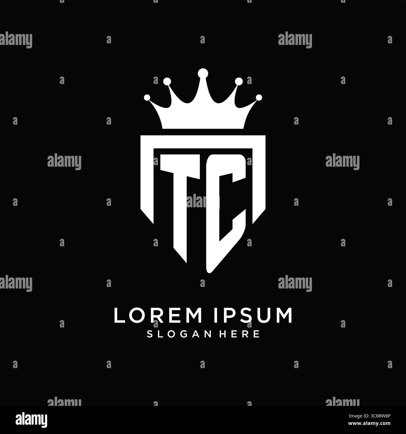 Letter TC logo monogram emblem style with crown shape design template vector graphic vector graphic Stock Vector