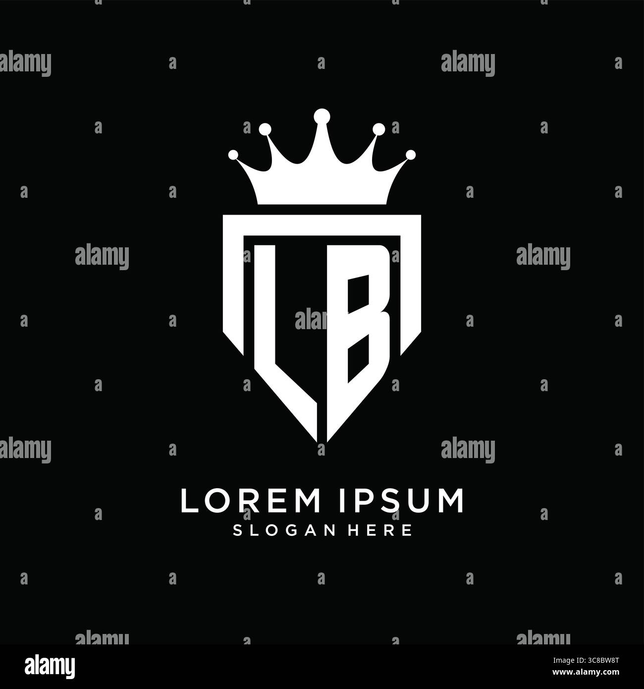 Letter LB logo monogram emblem style with crown shape design template vector graphic vector graphic Stock Vector