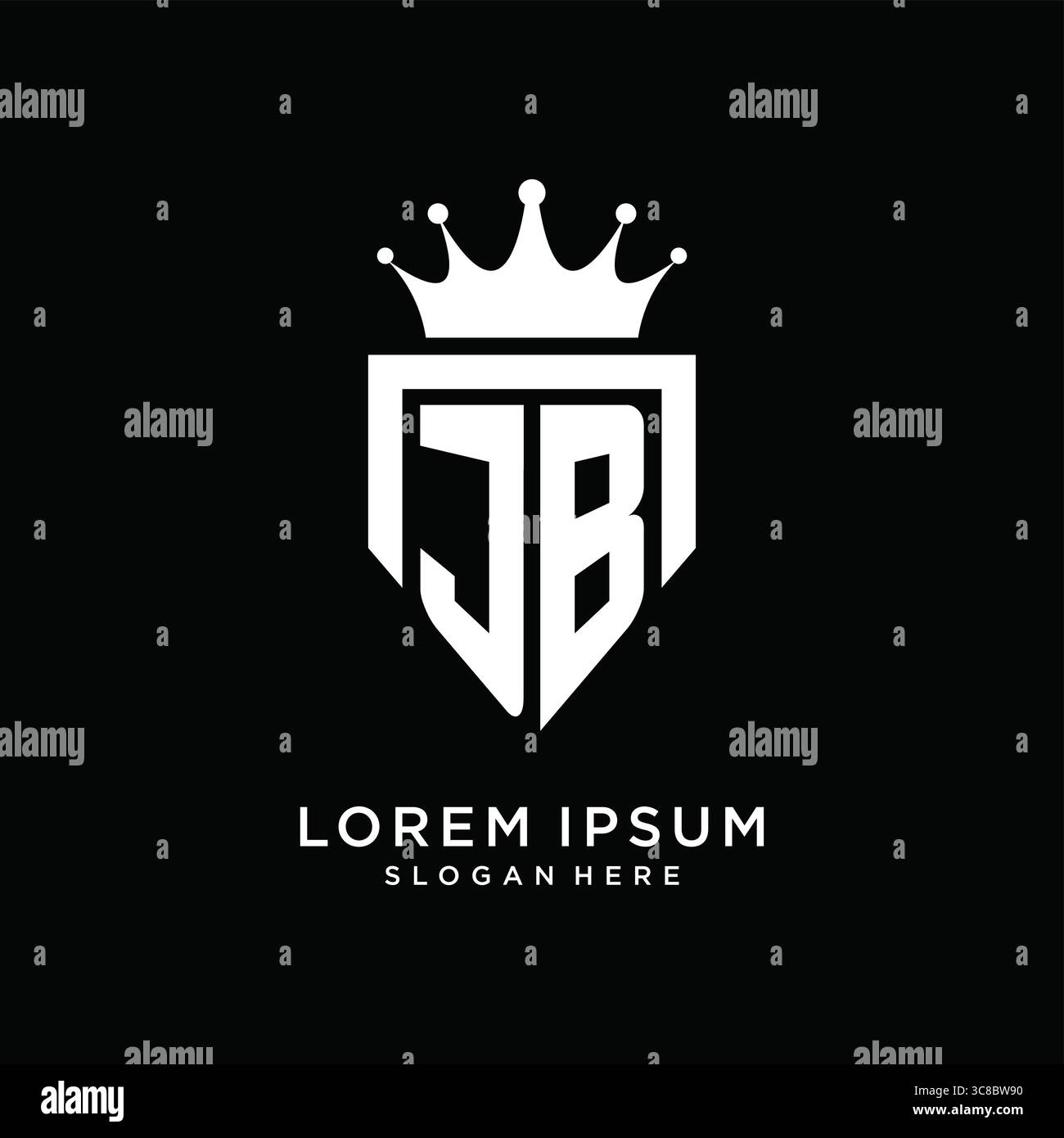 Letter JB logo monogram emblem style with crown shape design template vector graphic vector graphic Stock Vector
