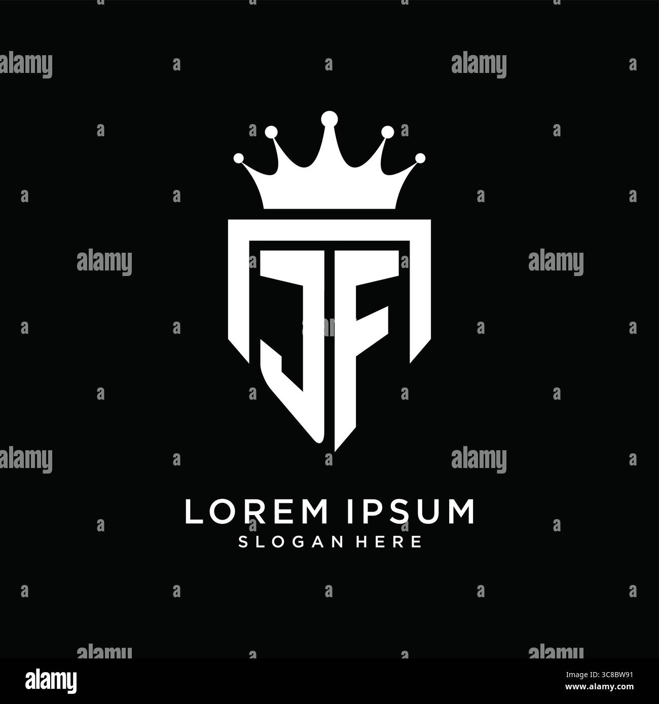 Letter JF logo monogram emblem style with crown shape design template vector graphic vector graphic Stock Vector