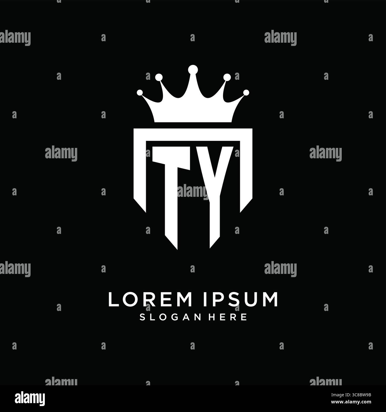 Letter TY logo monogram emblem style with crown shape design template vector graphic vector graphic Stock Vector