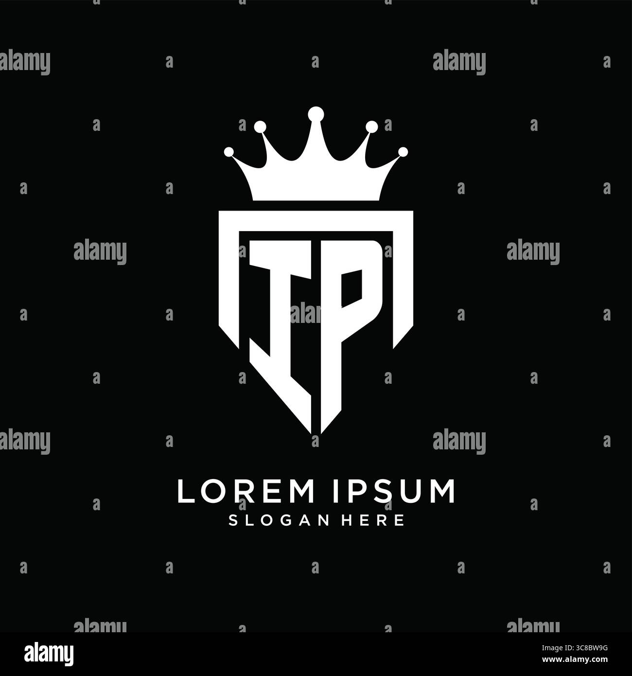 Letter IP logo monogram emblem style with crown shape design template vector graphic vector graphic Stock Vector