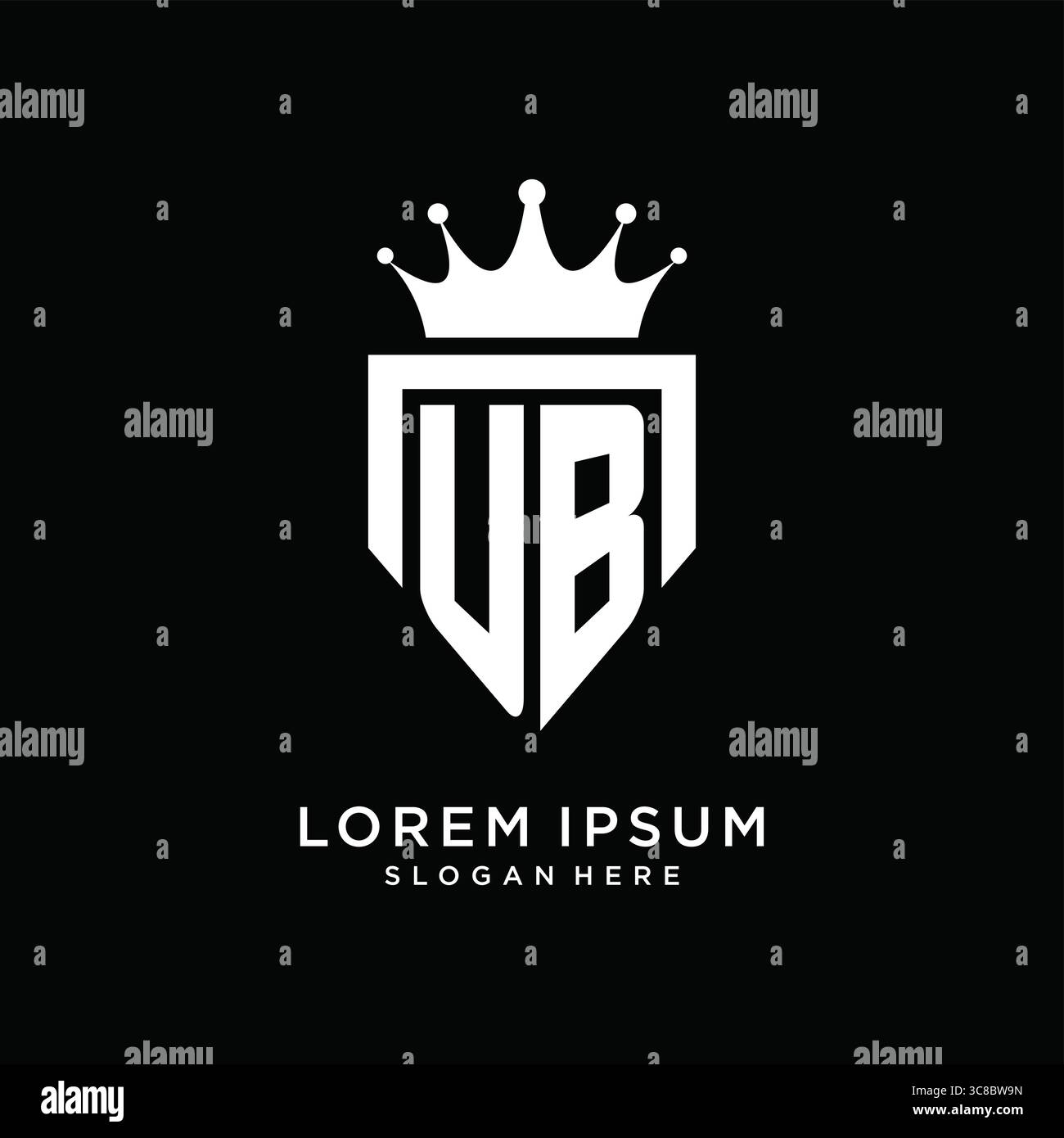 Letter UB logo monogram emblem style with crown shape design template vector graphic vector graphic Stock Vector