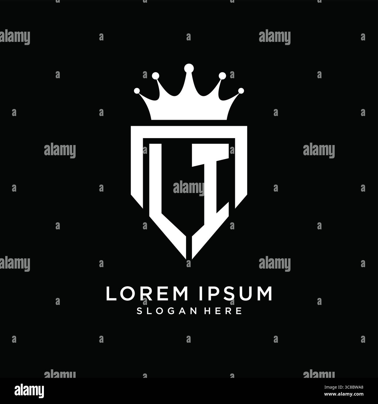 Letter LI logo monogram emblem style with crown shape design template vector graphic vector graphic Stock Vector