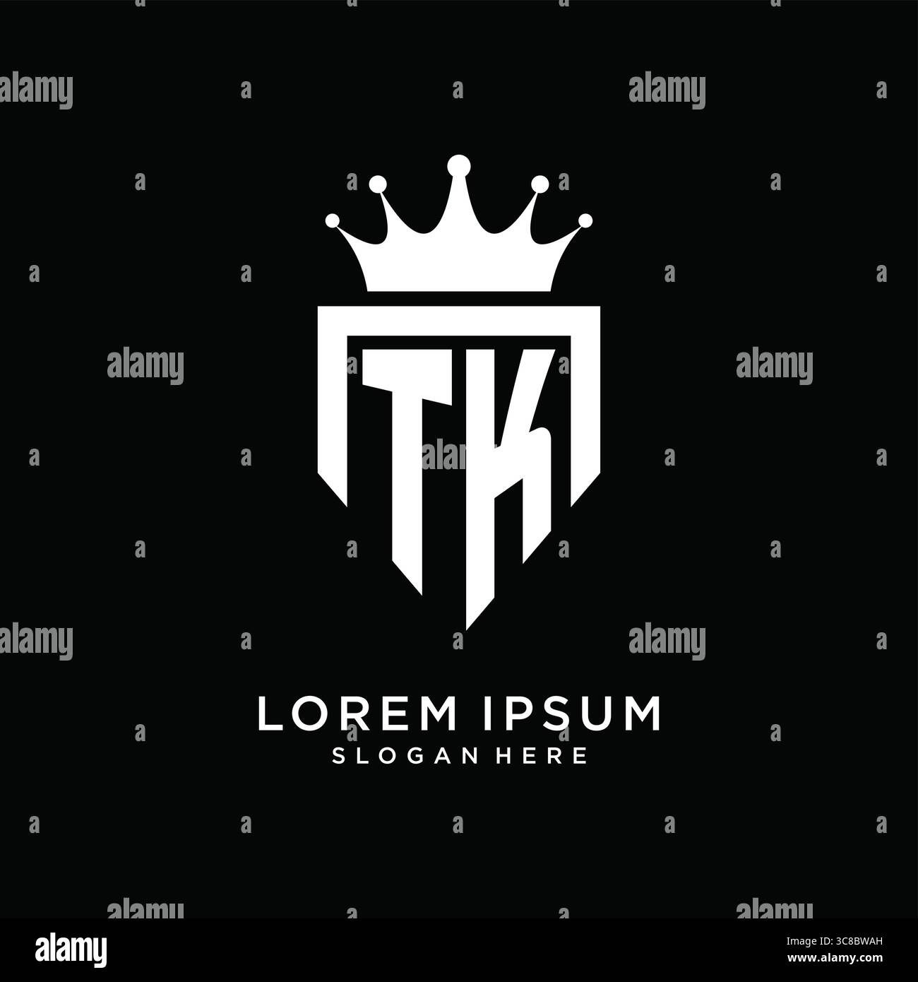 Letter TK logo monogram emblem style with crown shape design template vector graphic vector graphic Stock Vector