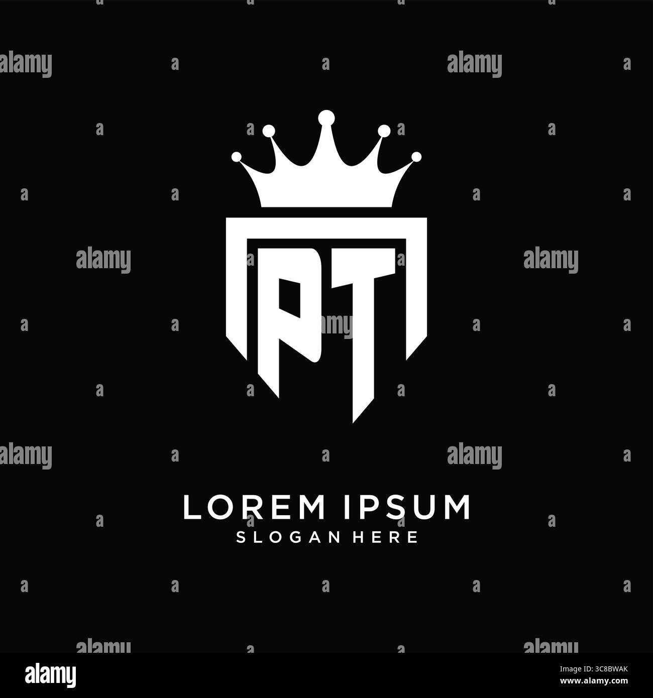 Letter PT logo monogram emblem style with crown shape design template ...