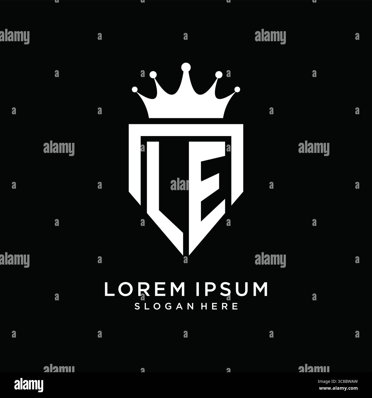 Letter LE logo monogram emblem style with crown shape design template vector graphic vector graphic Stock Vector