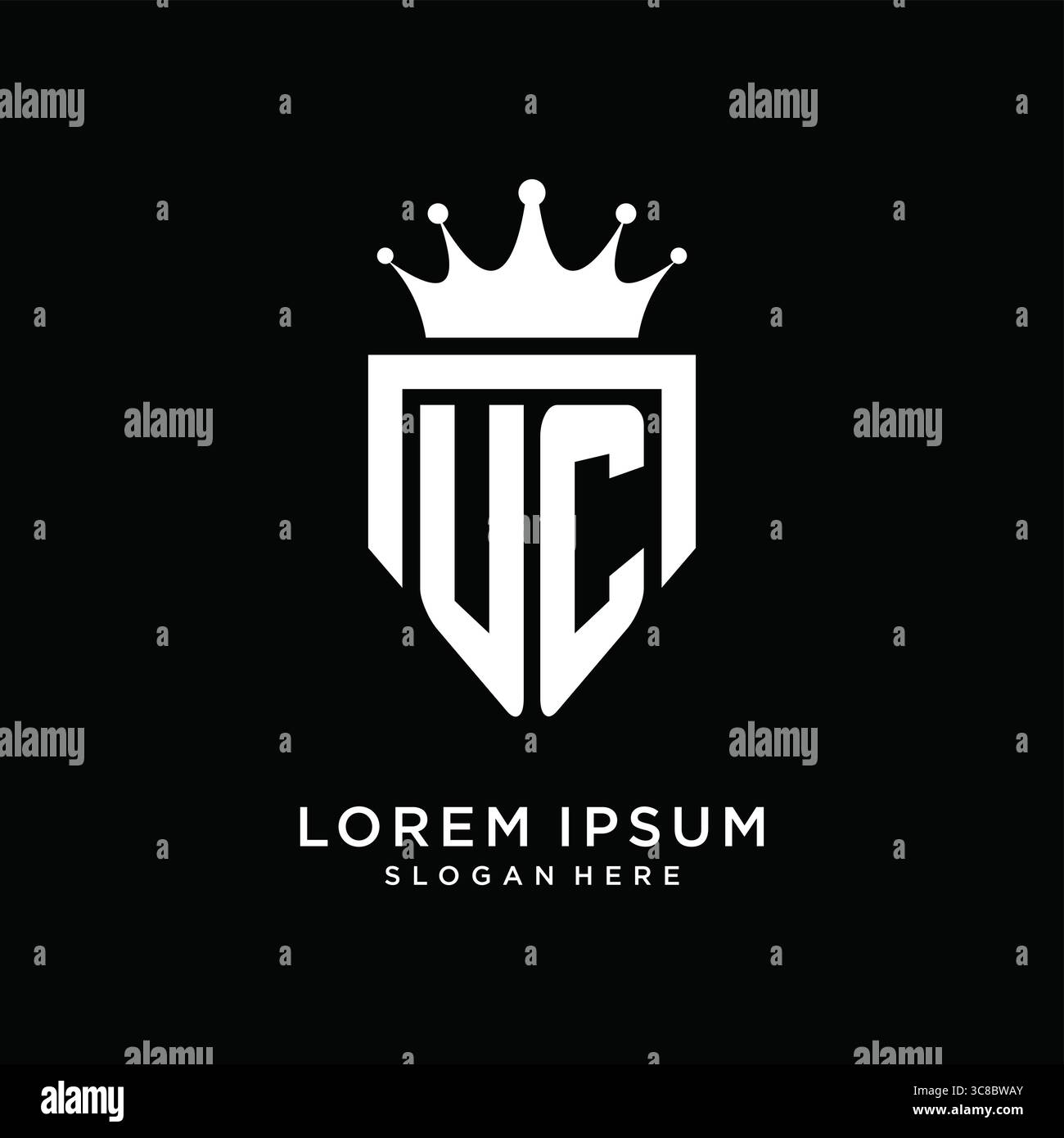 Letter UC logo monogram emblem style with crown shape design template vector graphic vector graphic Stock Vector