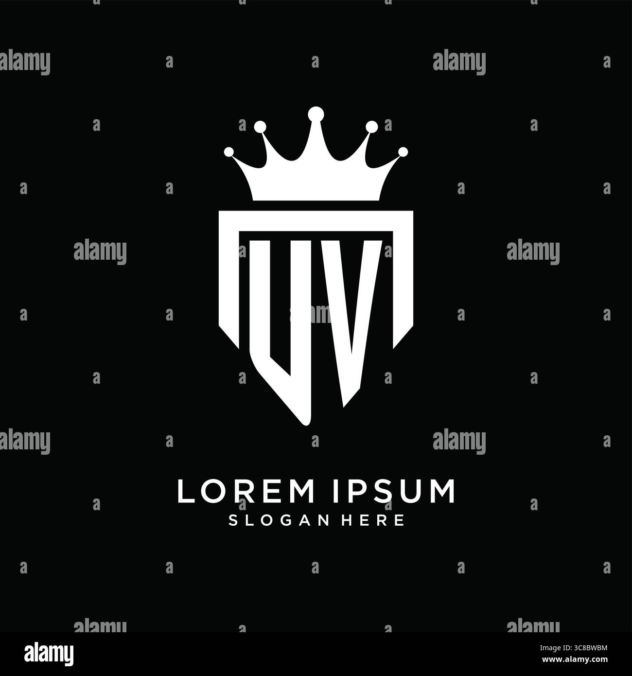 Letter UV logo monogram emblem style with crown shape design template vector graphic vector graphic Stock Vector