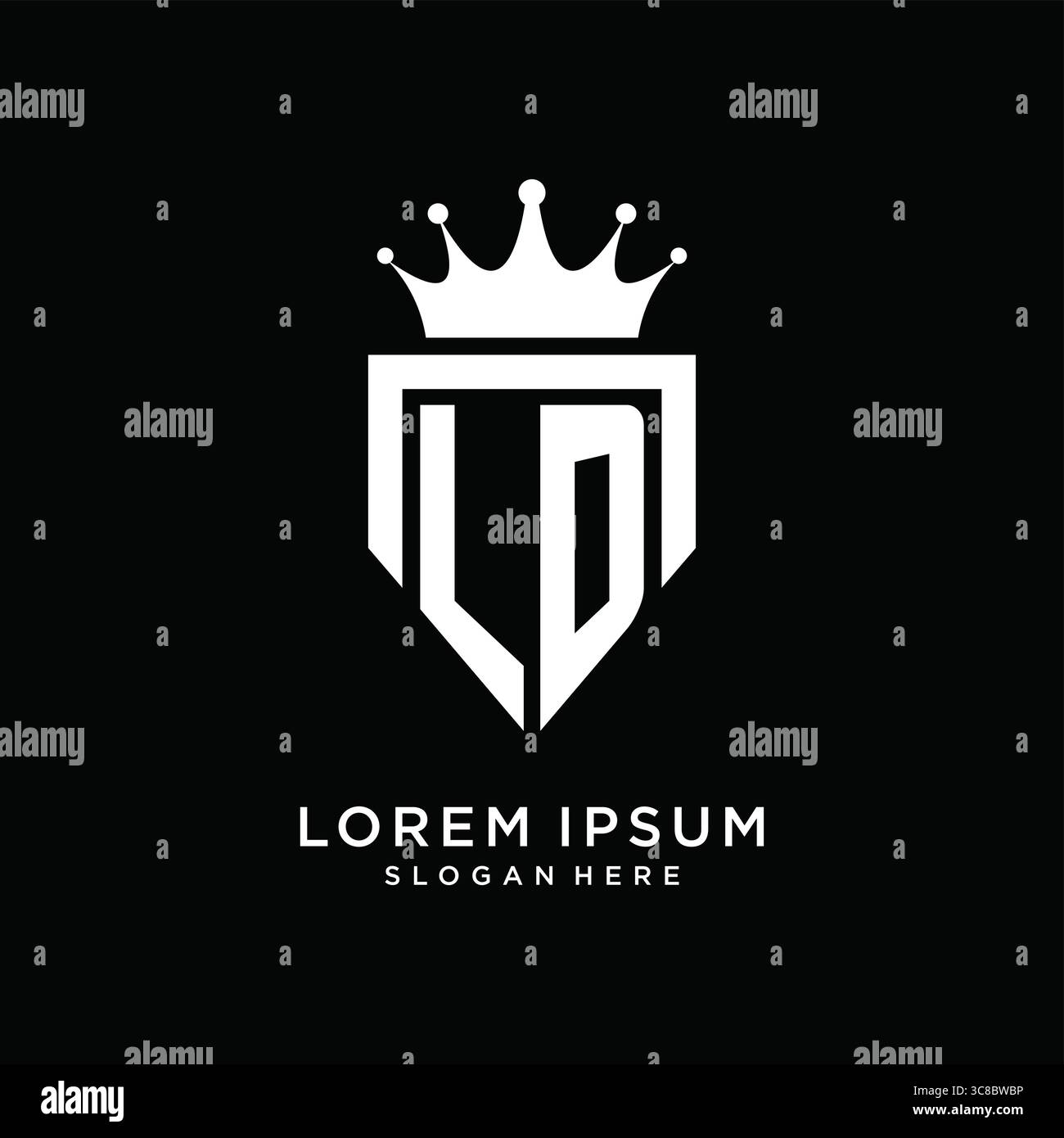 Letter LD logo monogram emblem style with crown shape design template vector graphic vector graphic Stock Vector
