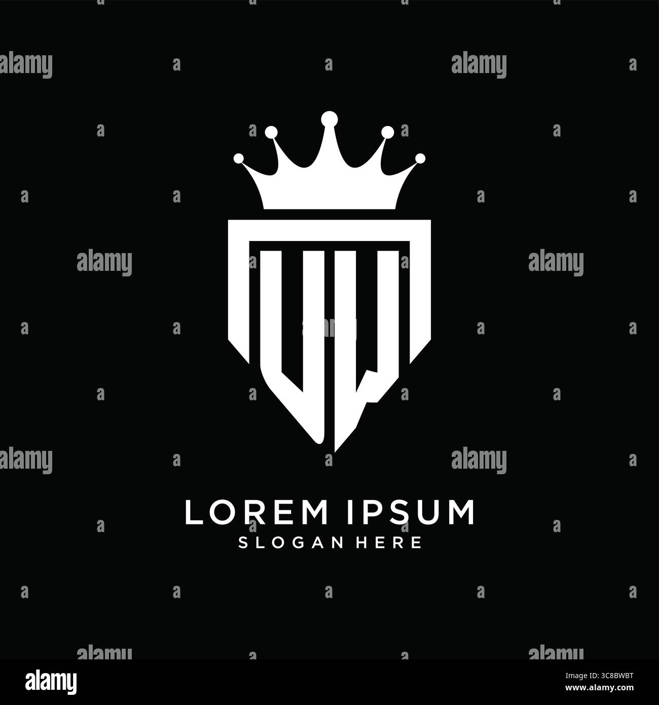 Letter UW logo monogram emblem style with crown shape design template vector graphic vector graphic Stock Vector