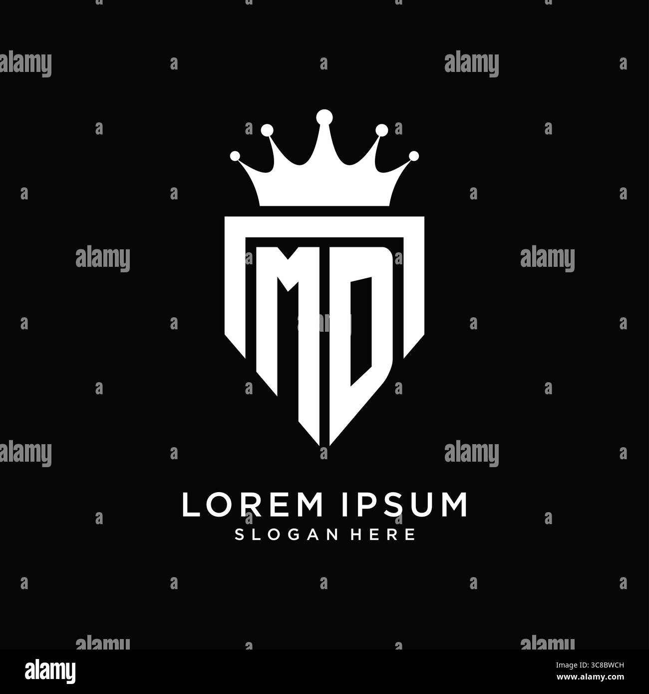 Letter MD logo monogram emblem style with crown shape design template vector graphic vector graphic Stock Vector