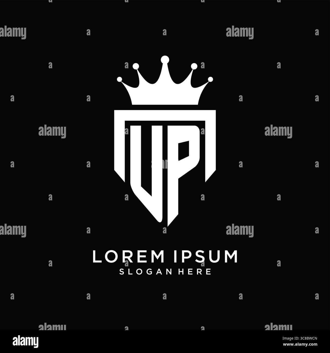 Letter UP logo monogram emblem style with crown shape design template vector graphic vector graphic Stock Vector