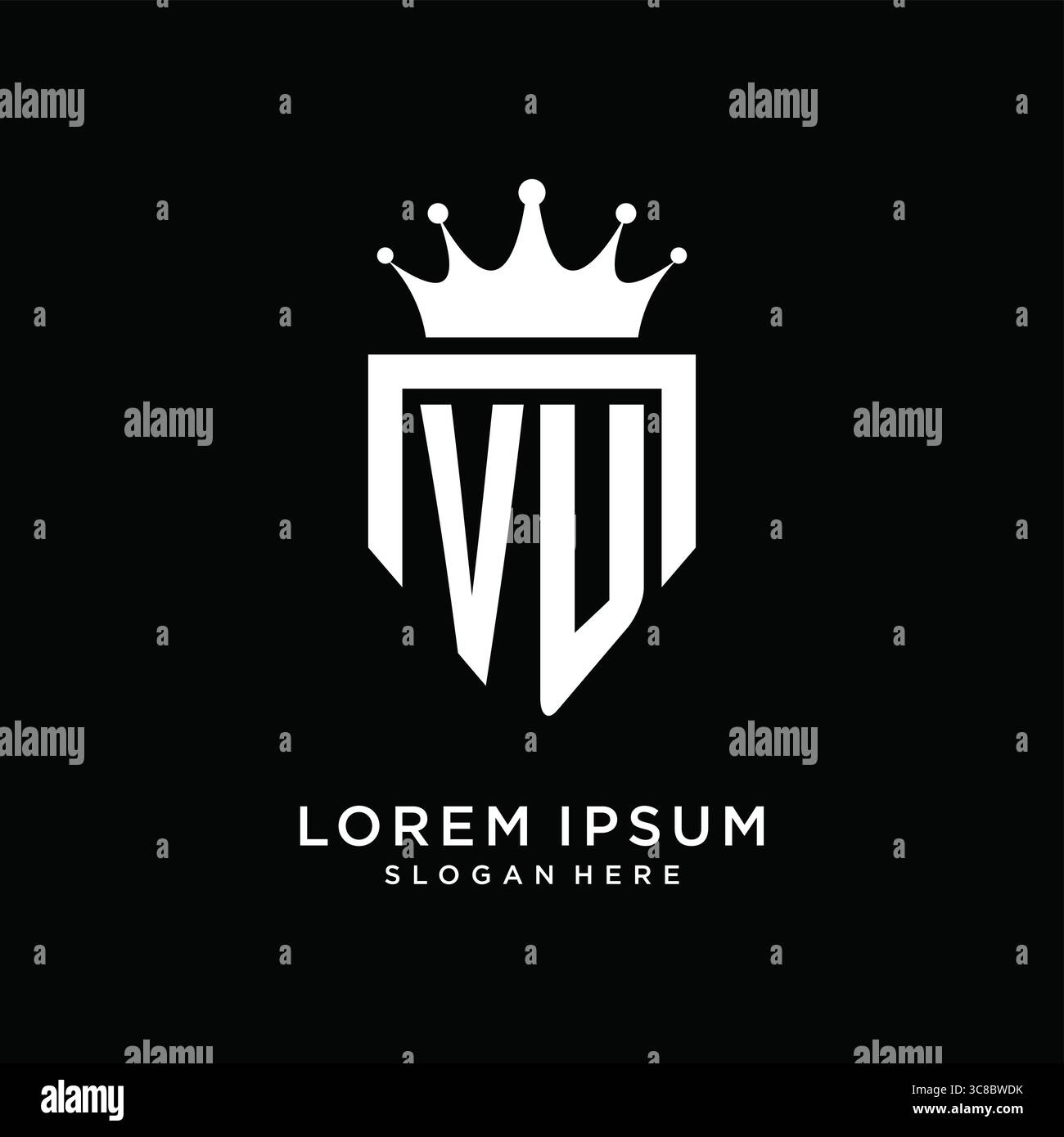 Letter VU logo monogram emblem style with crown shape design template vector graphic vector graphic Stock Vector