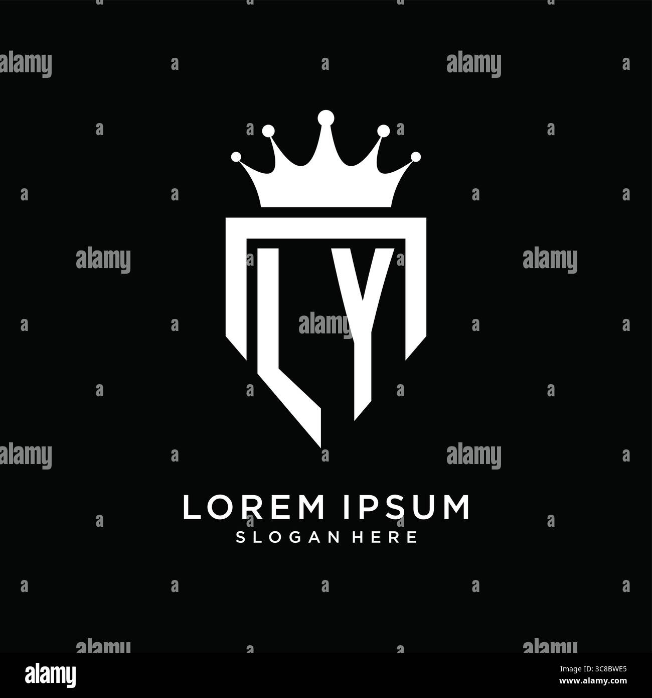 Letter LY logo monogram emblem style with crown shape design template vector graphic vector graphic Stock Vector