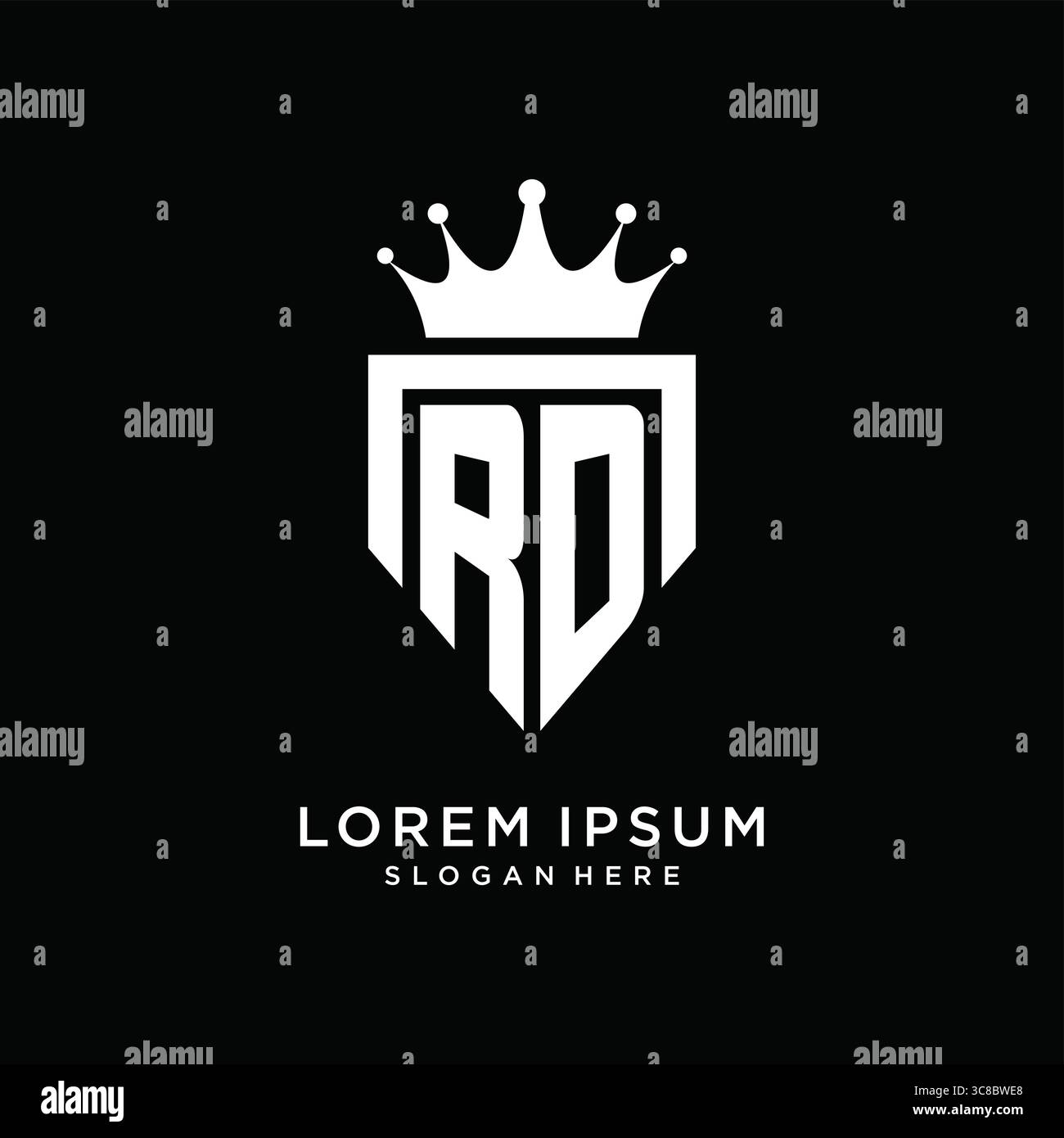 Letter RD logo monogram emblem style with crown shape design template vector graphic vector graphic Stock Vector