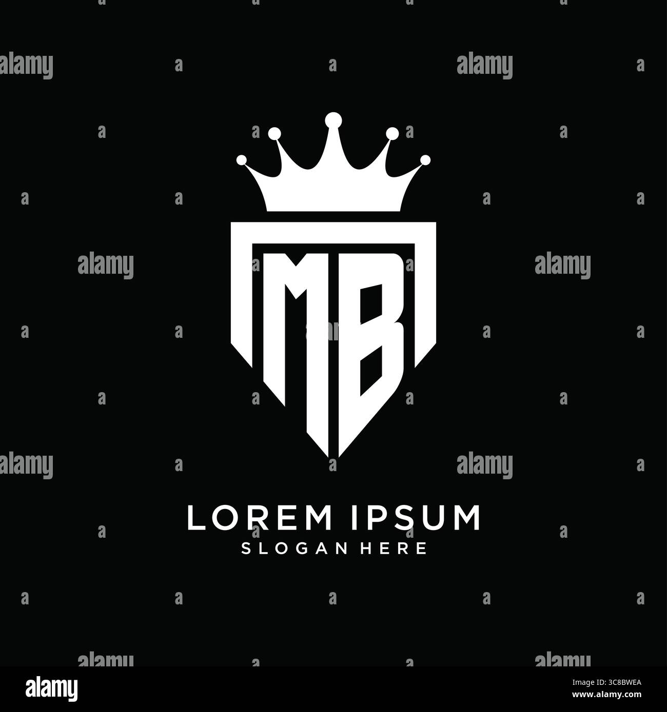 Letter MB logo monogram emblem style with crown shape design template vector graphic vector graphic Stock Vector