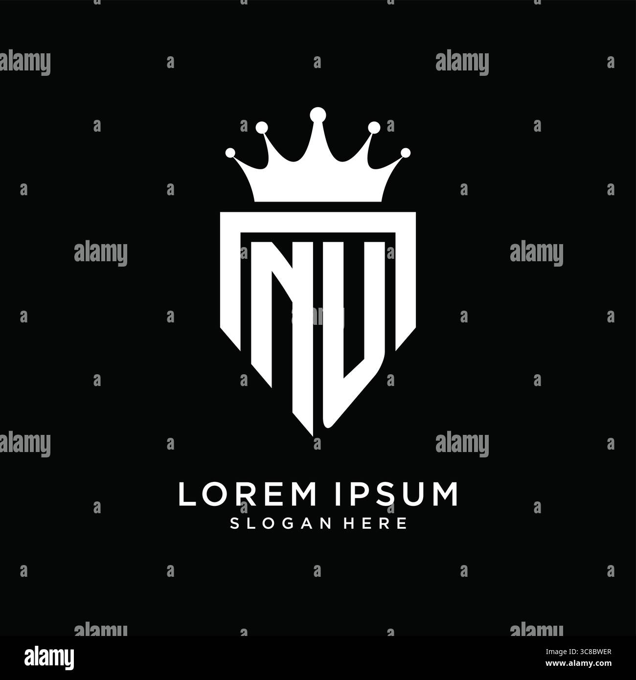 Letter NU logo monogram emblem style with crown shape design template vector graphic vector graphic Stock Vector
