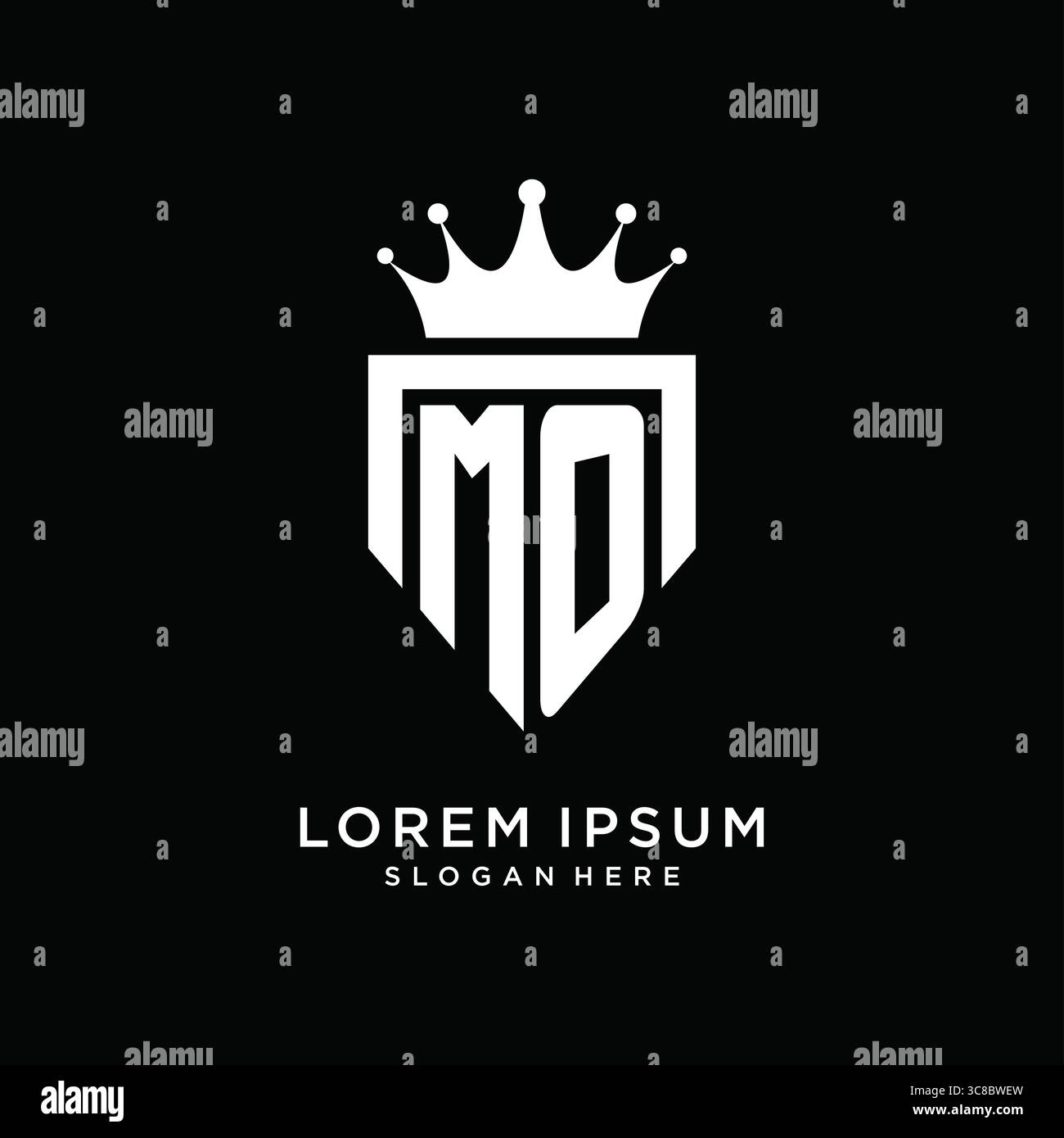 Letter MO logo monogram emblem style with crown shape design template vector graphic vector graphic Stock Vector