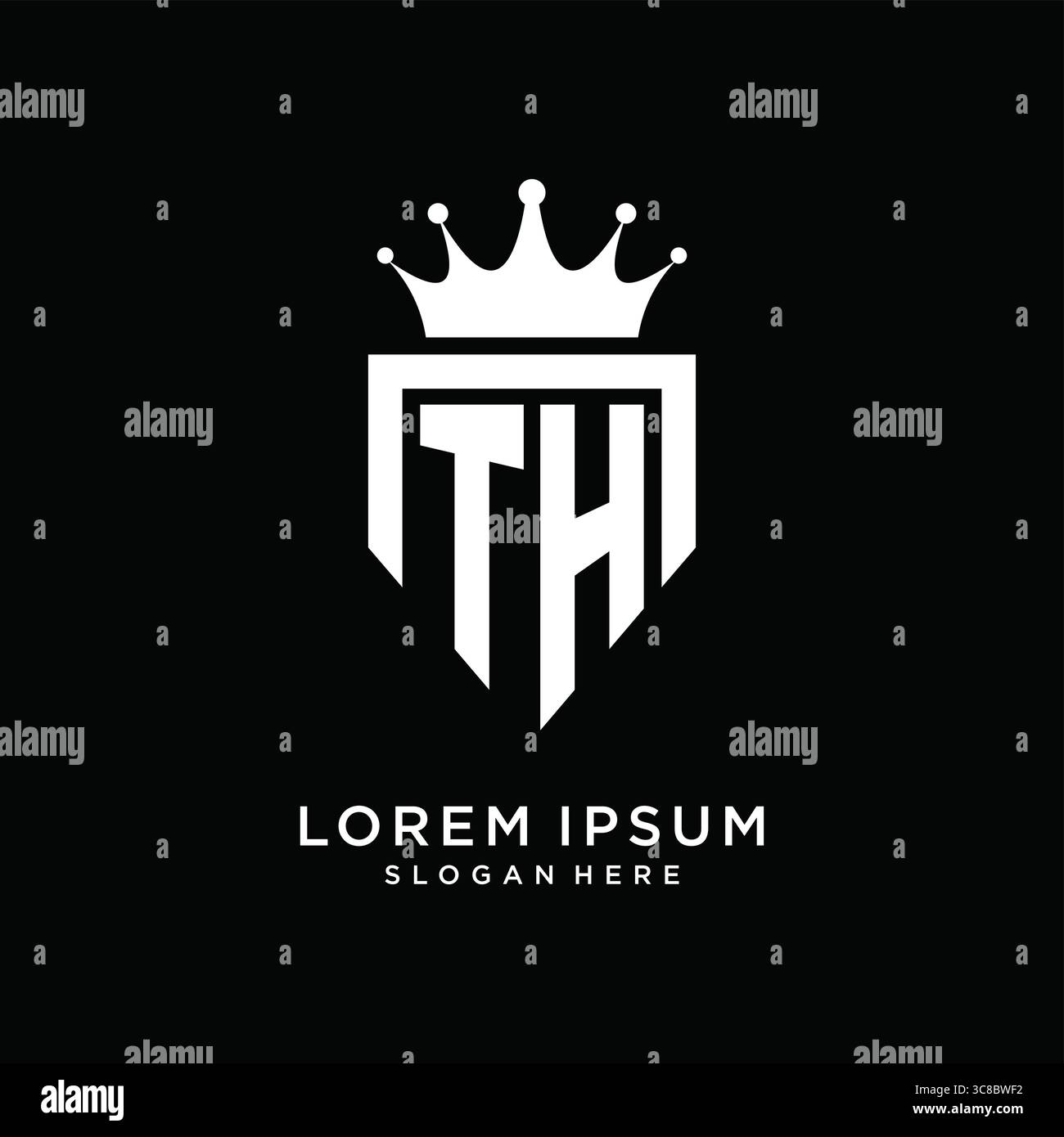 Letter TH logo monogram emblem style with crown shape design template vector graphic vector graphic Stock Vector
