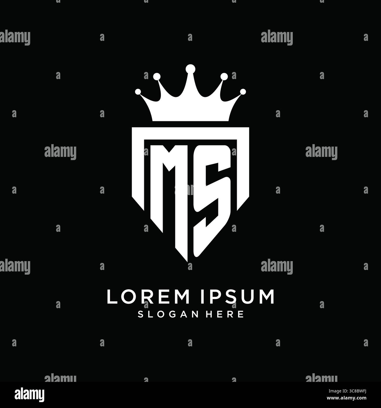 Letter MS logo monogram emblem style with crown shape design template ...