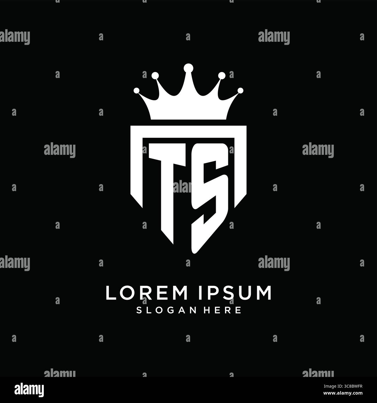 Letter TS logo monogram emblem style with crown shape design template vector graphic vector graphic Stock Vector