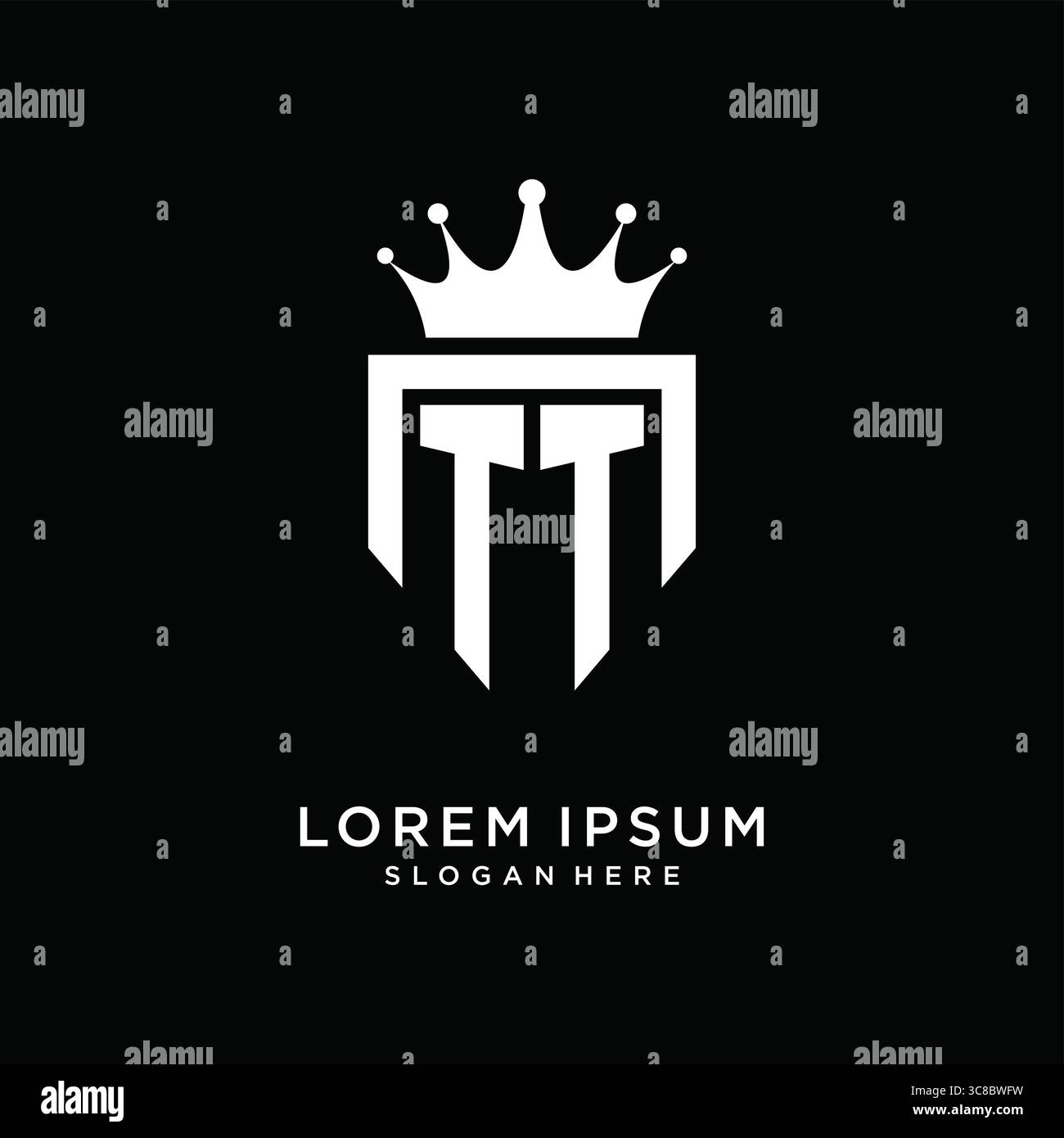 Letter TT logo monogram emblem style with crown shape design template vector graphic vector graphic Stock Vector