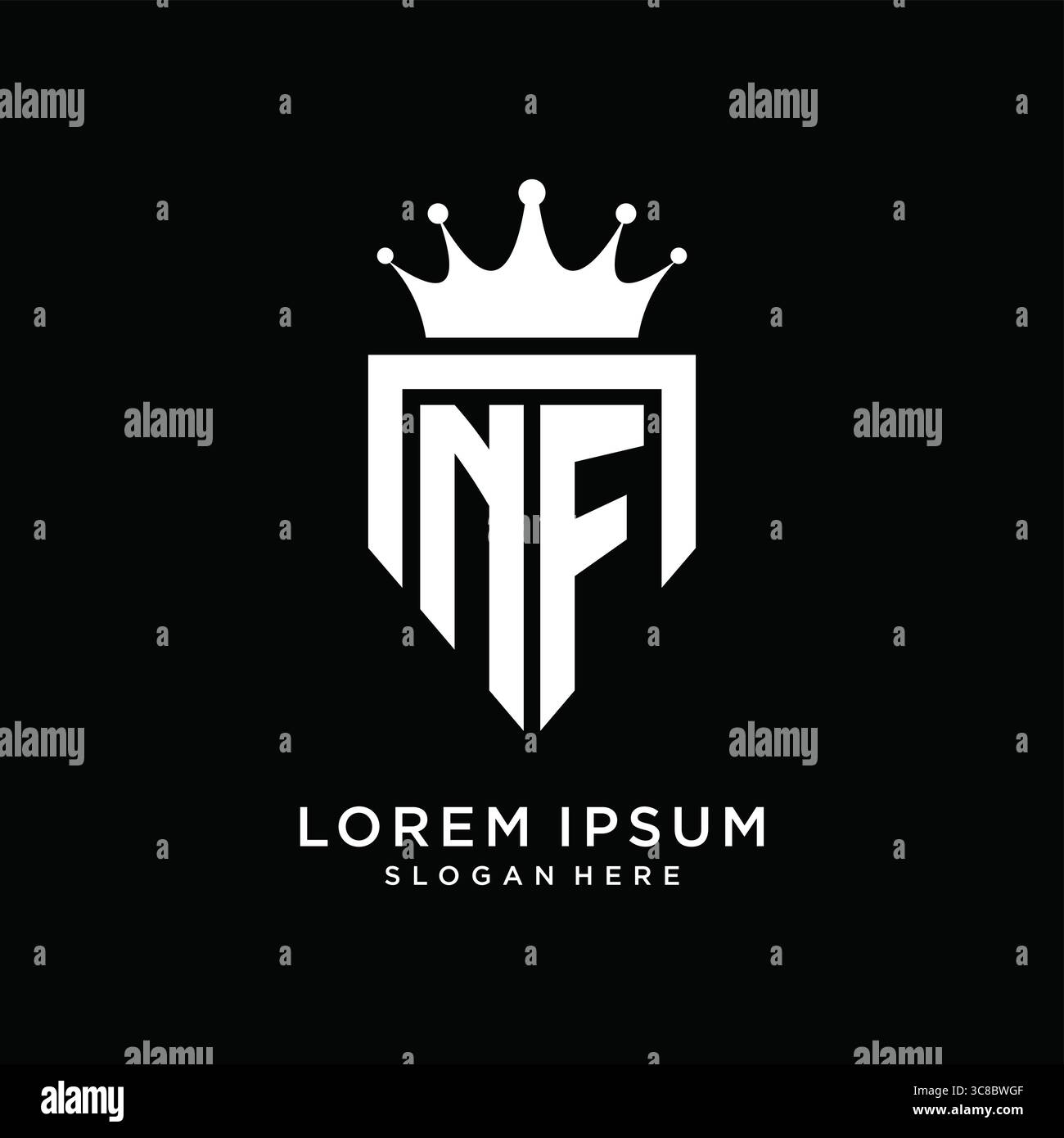 Letter NF logo monogram emblem style with crown shape design template vector graphic vector graphic Stock Vector