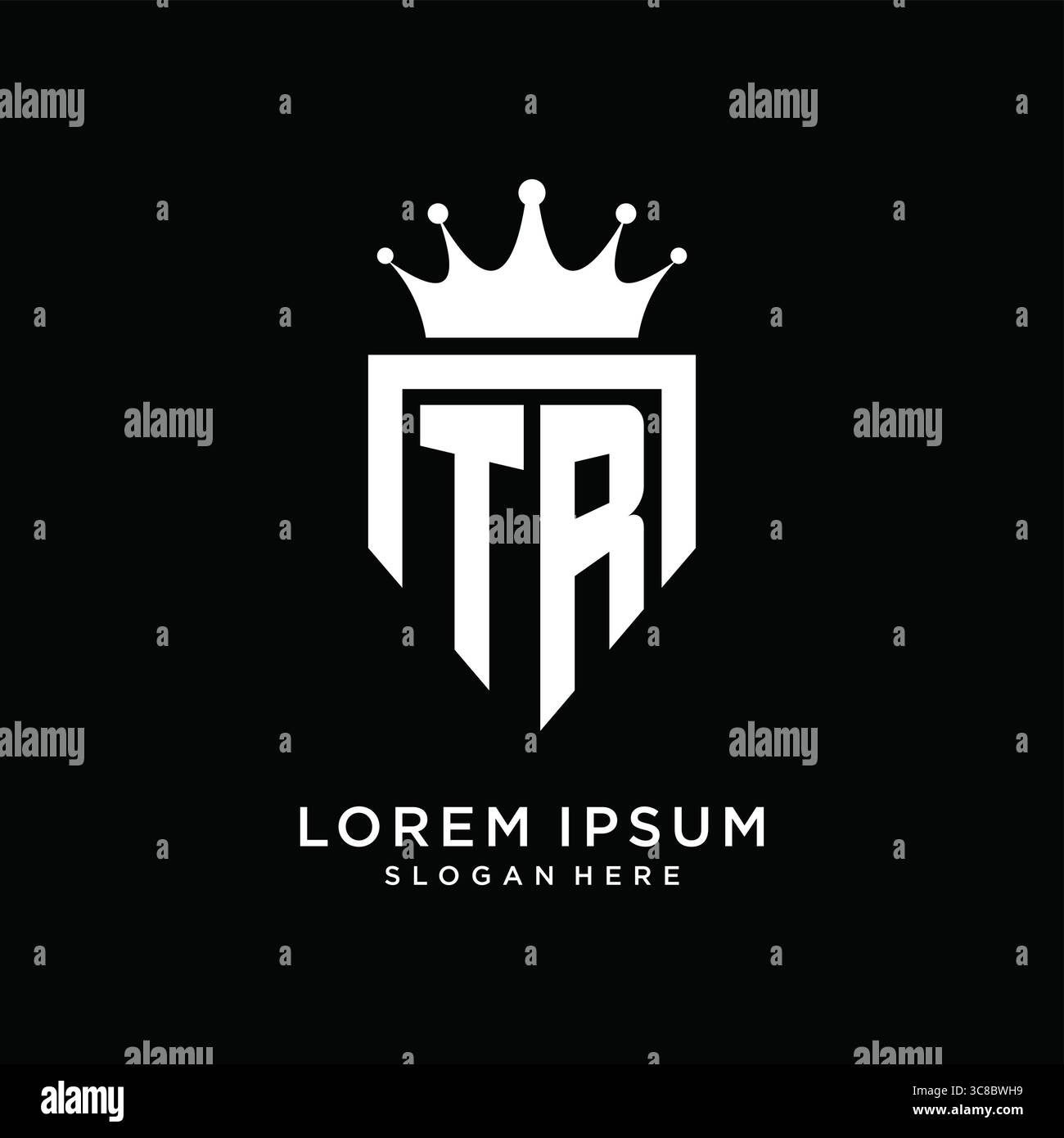 Letter TR logo monogram emblem style with crown shape design template vector graphic vector graphic Stock Vector