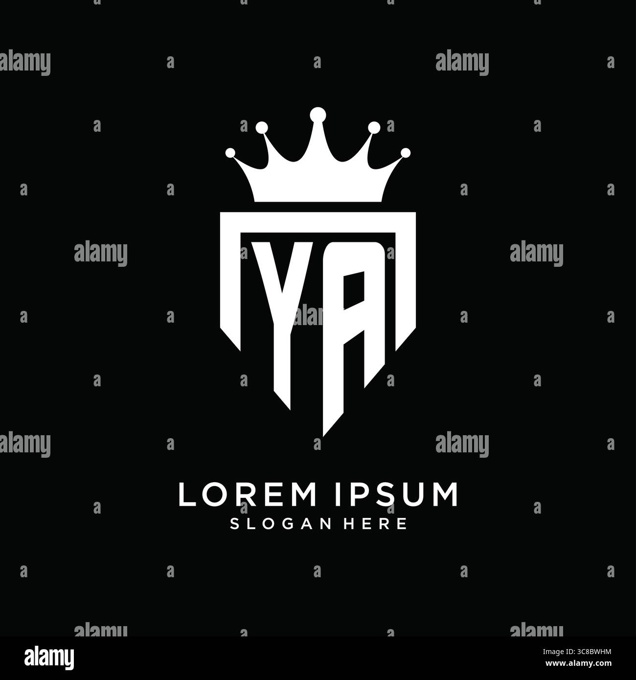 Letter YA logo monogram emblem style with crown shape design template vector graphic vector graphic Stock Vector