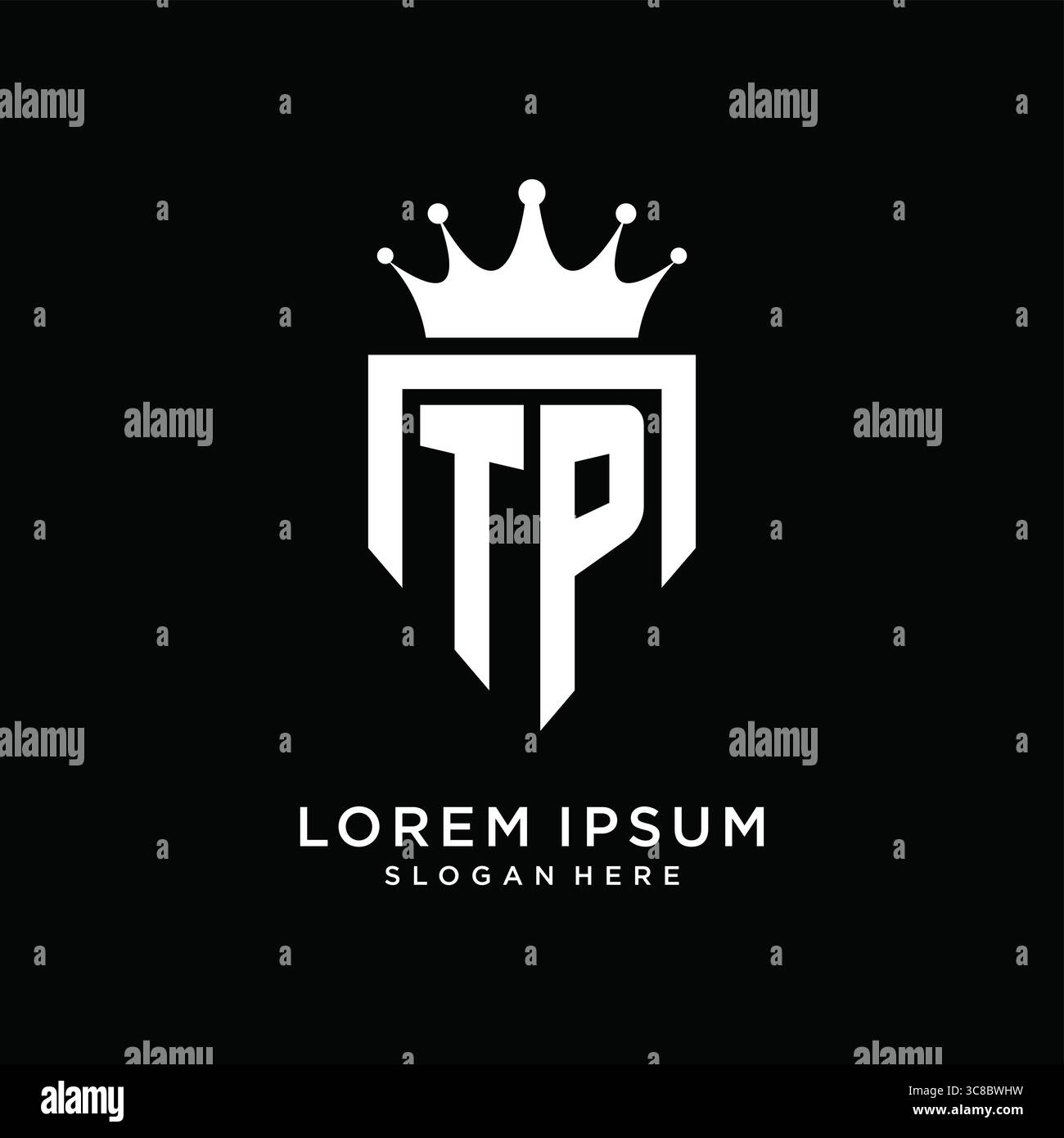 Letter TP logo monogram emblem style with crown shape design template ...