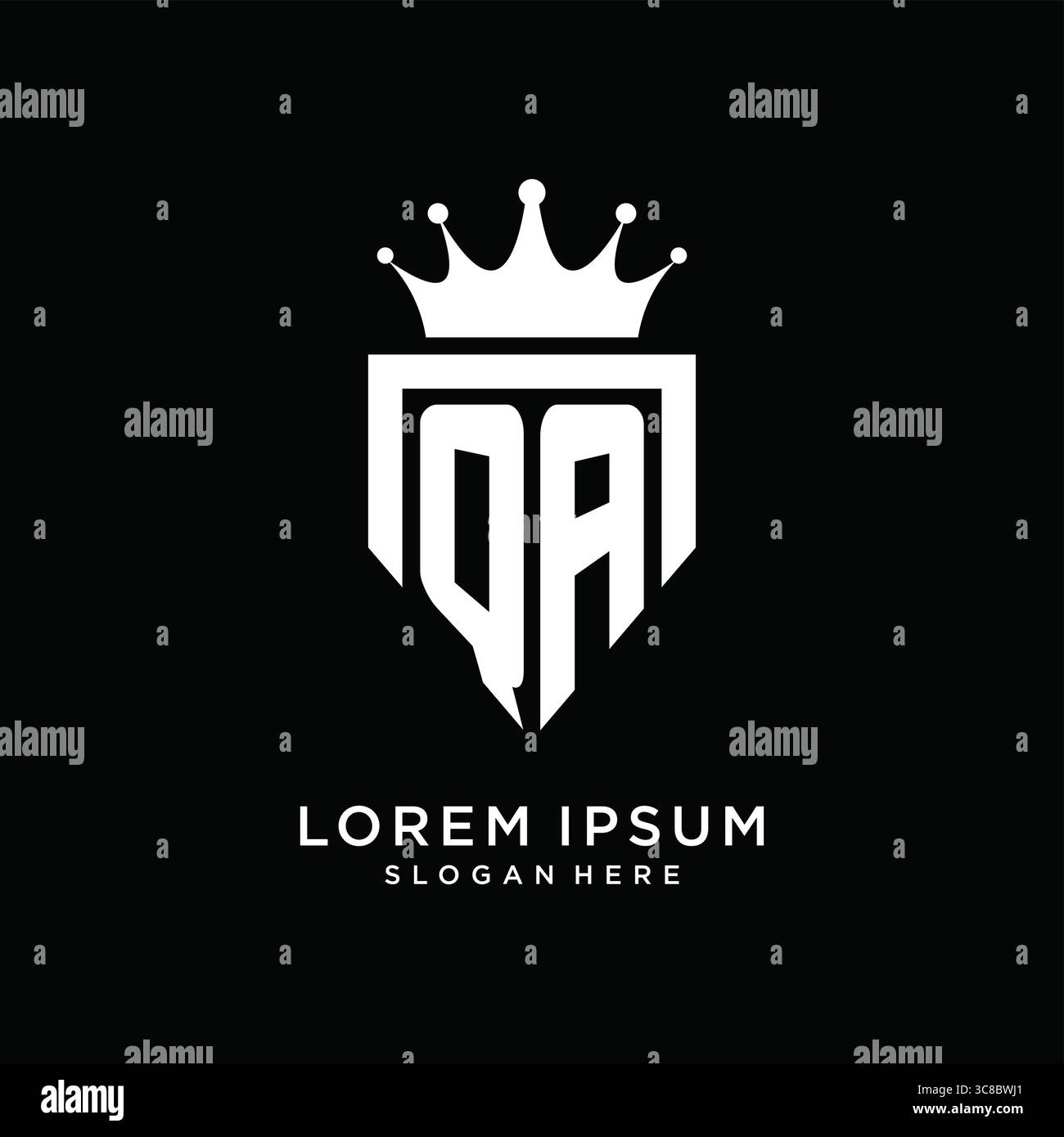 Letter QA logo monogram emblem style with crown shape design template vector graphic vector graphic Stock Vector