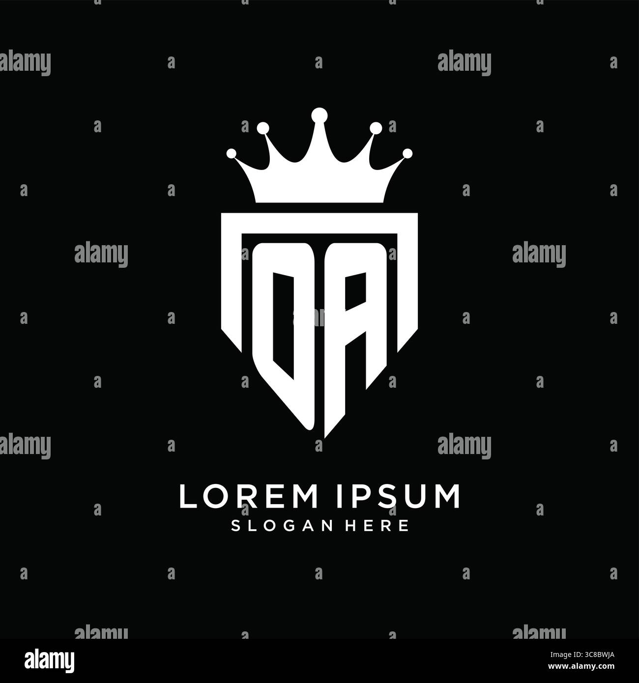 Letter OA logo monogram emblem style with crown shape design template vector graphic vector graphic Stock Vector