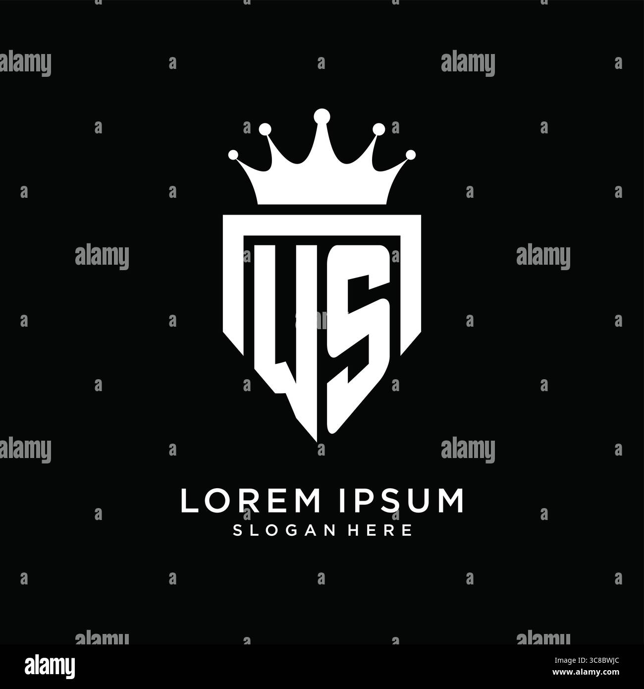Letter WS logo monogram emblem style with crown shape design template vector graphic vector graphic Stock Vector