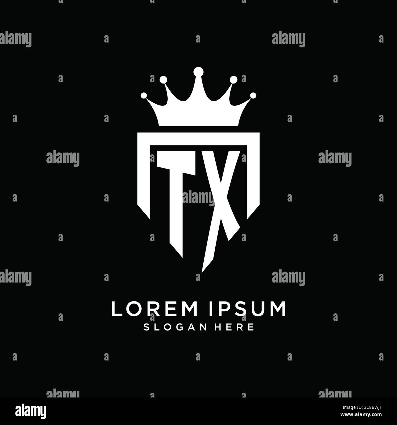 Letter TX logo monogram emblem style with crown shape design template vector graphic vector graphic Stock Vector
