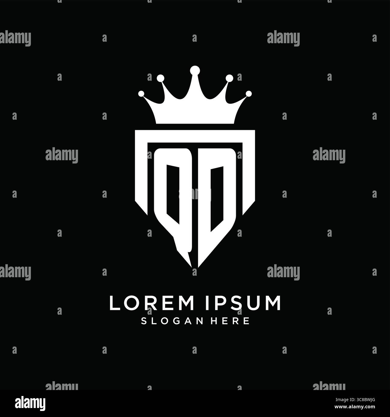 Letter QD logo monogram emblem style with crown shape design template vector graphic vector graphic Stock Vector