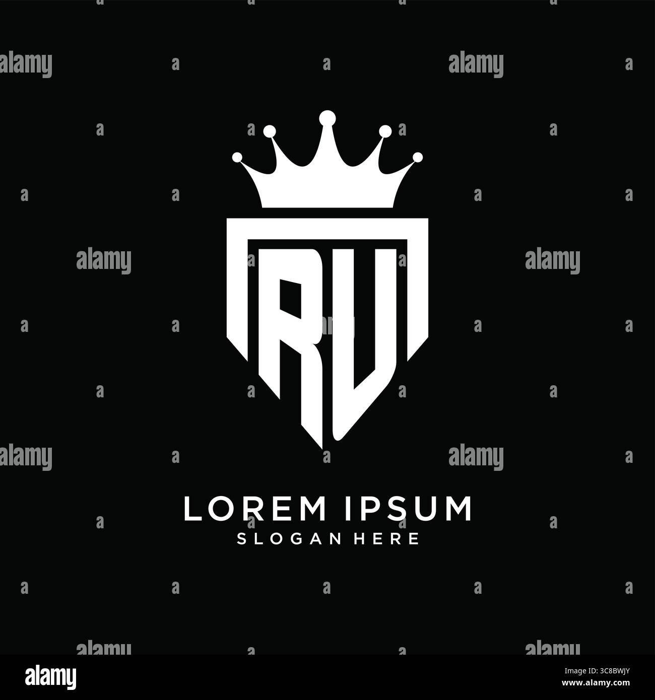 Letter RU logo monogram emblem style with crown shape design template vector graphic vector graphic Stock Vector