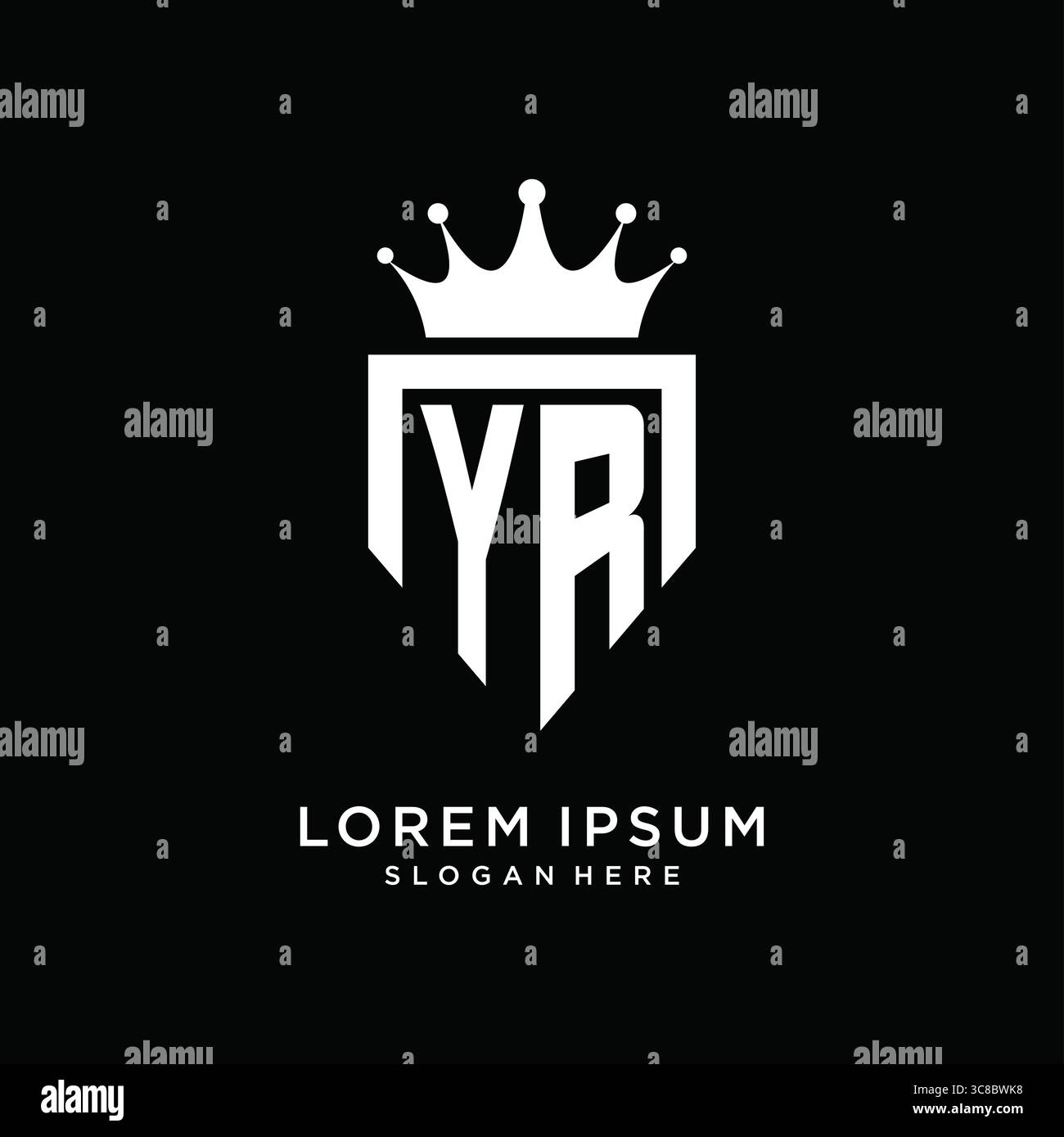 Letter YR logo monogram emblem style with crown shape design template vector graphic vector graphic Stock Vector