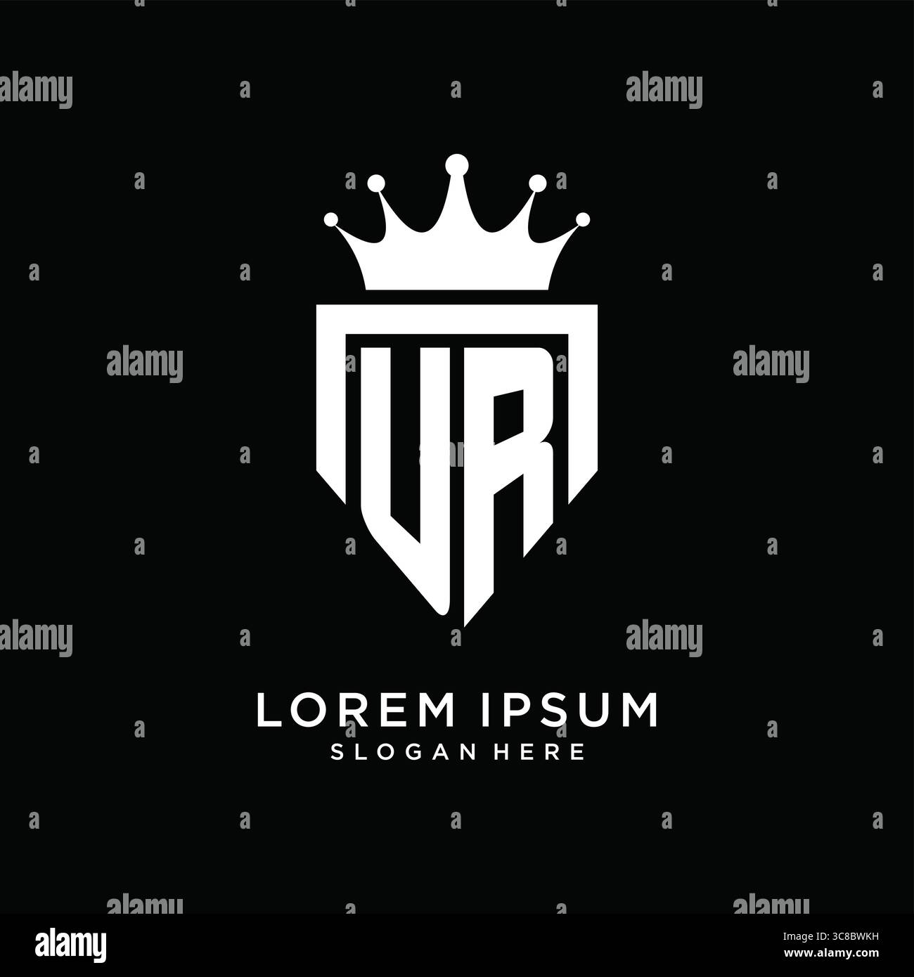 Letter UR logo monogram emblem style with crown shape design template vector graphic vector graphic Stock Vector