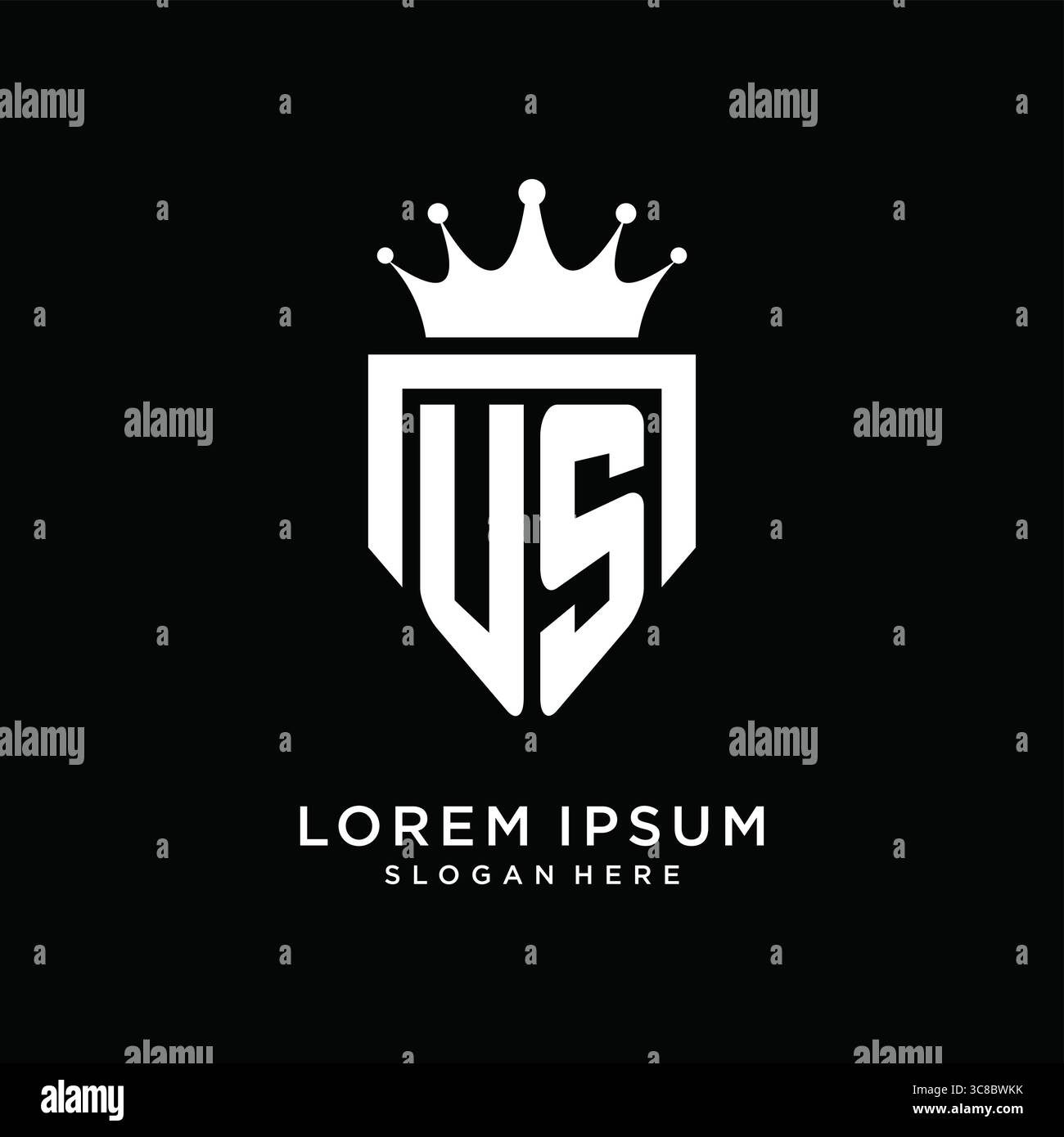 Letter US logo monogram emblem style with crown shape design template vector graphic vector graphic Stock Vector