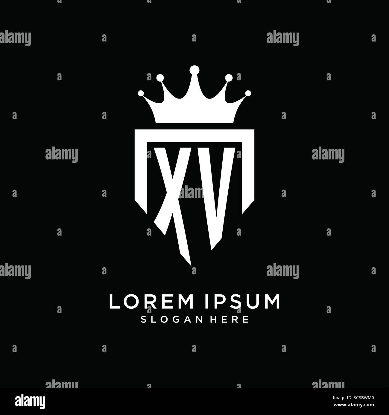 Letter XV logo monogram emblem style with crown shape design template ...