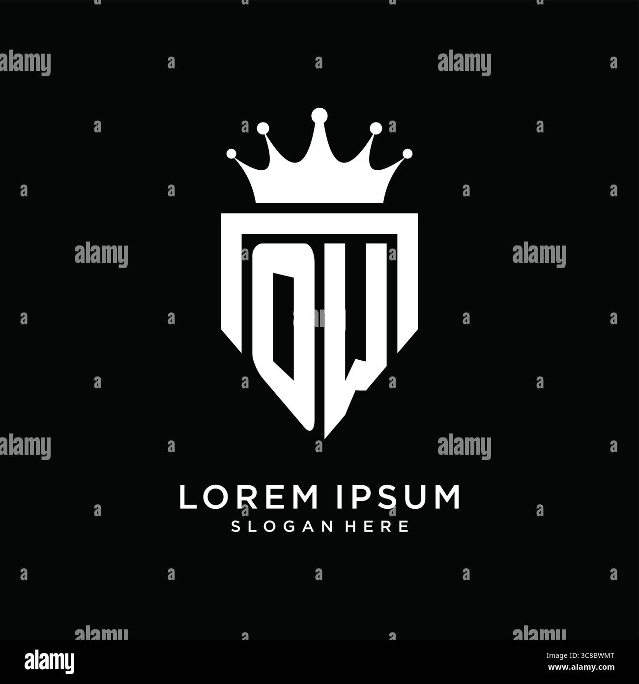 Letter OW logo monogram emblem style with crown shape design template vector graphic vector graphic Stock Vector