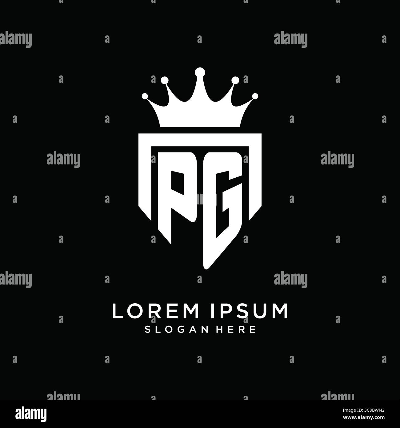 Letter PG logo monogram emblem style with crown shape design template vector graphic vector graphic Stock Vector