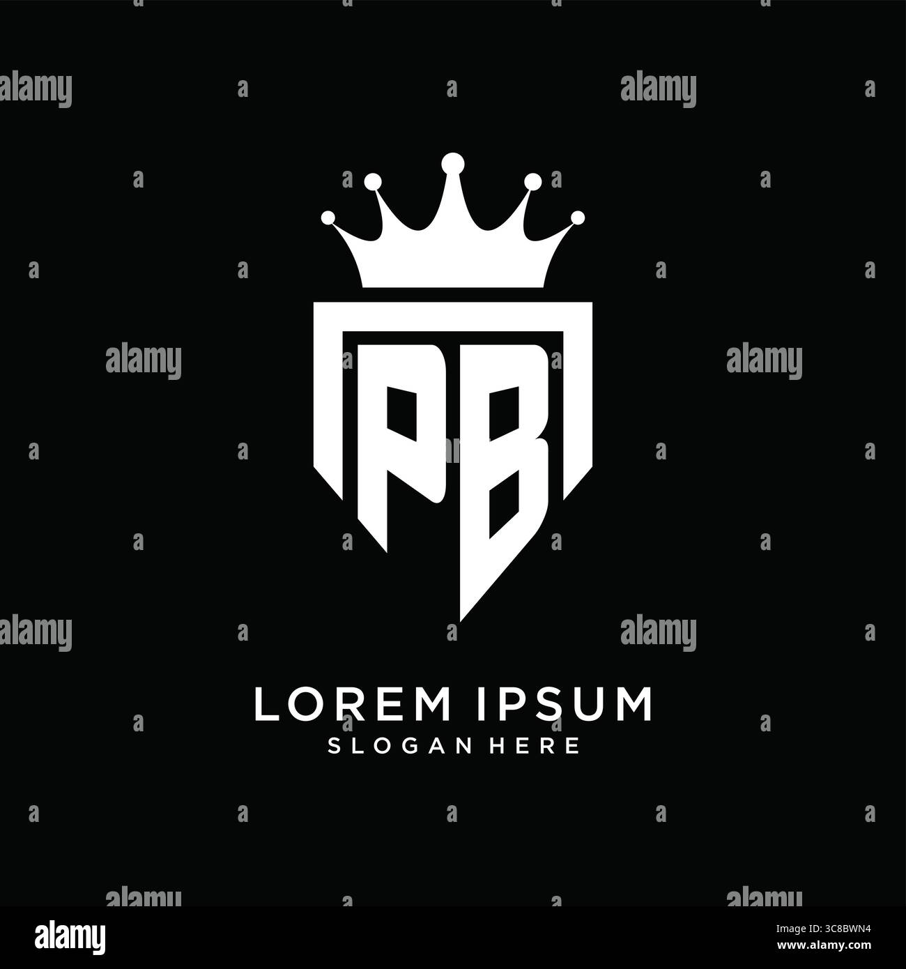 Letter PB logo monogram emblem style with crown shape design template vector graphic vector graphic Stock Vector