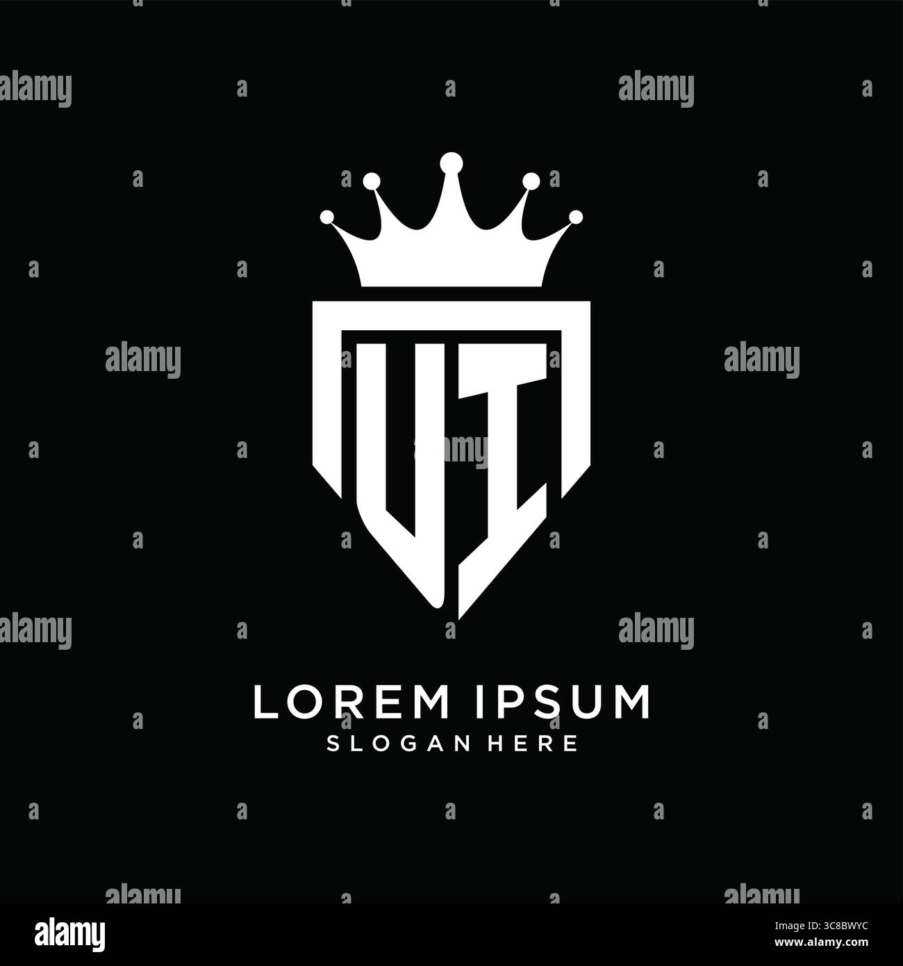 Letter UI logo monogram emblem style with crown shape design template vector graphic vector graphic Stock Vector