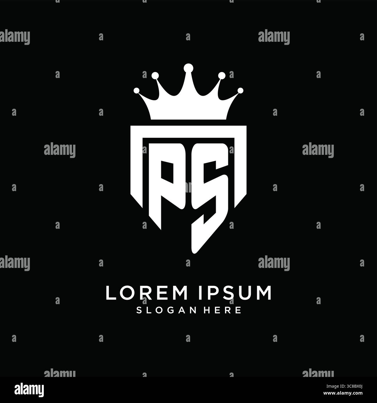 Letter PS logo monogram emblem style with crown shape design template vector graphic vector graphic Stock Vector