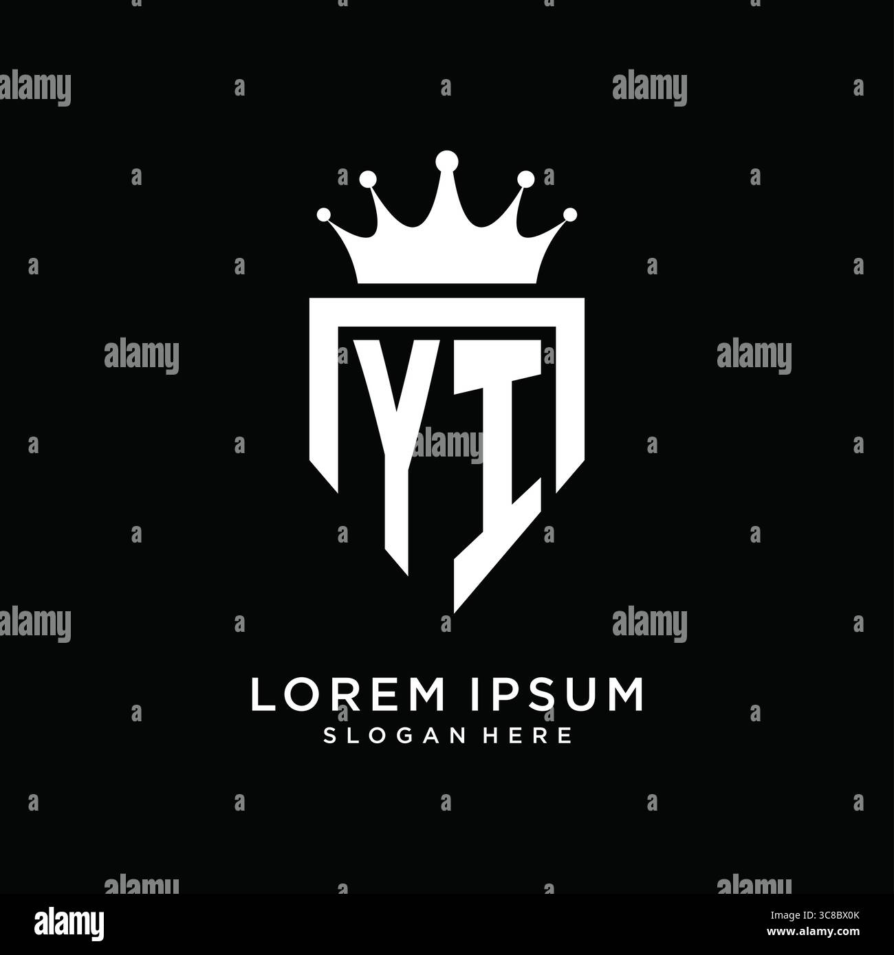 Letter YI logo monogram emblem style with crown shape design template vector graphic vector graphic Stock Vector