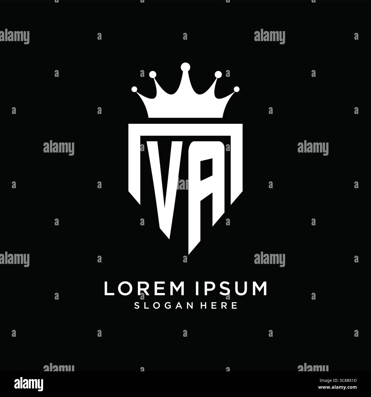 Letter VA logo monogram emblem style with crown shape design template vector graphic vector graphic Stock Vector