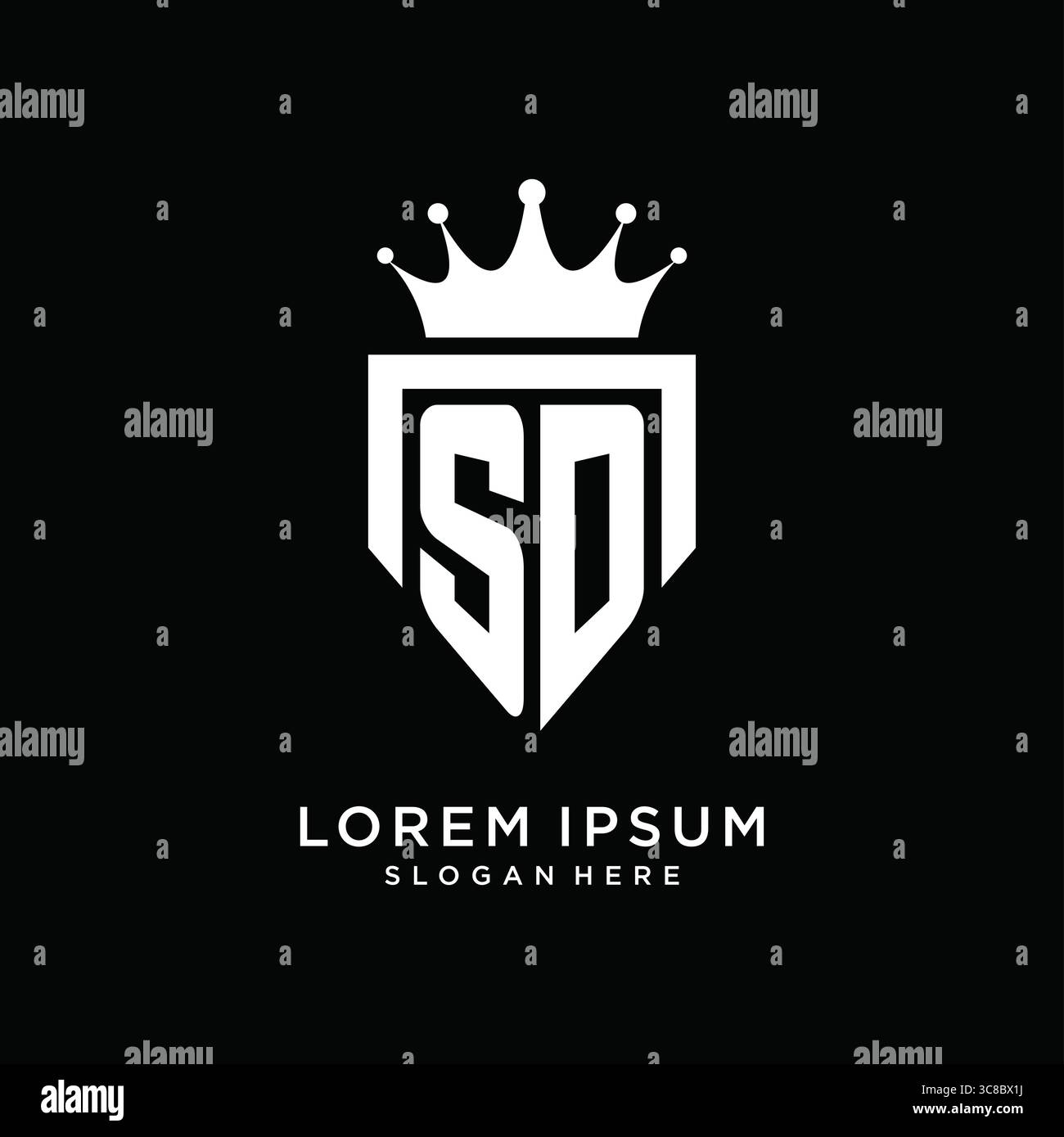 Letter SD logo monogram emblem style with crown shape design template vector graphic vector graphic Stock Vector